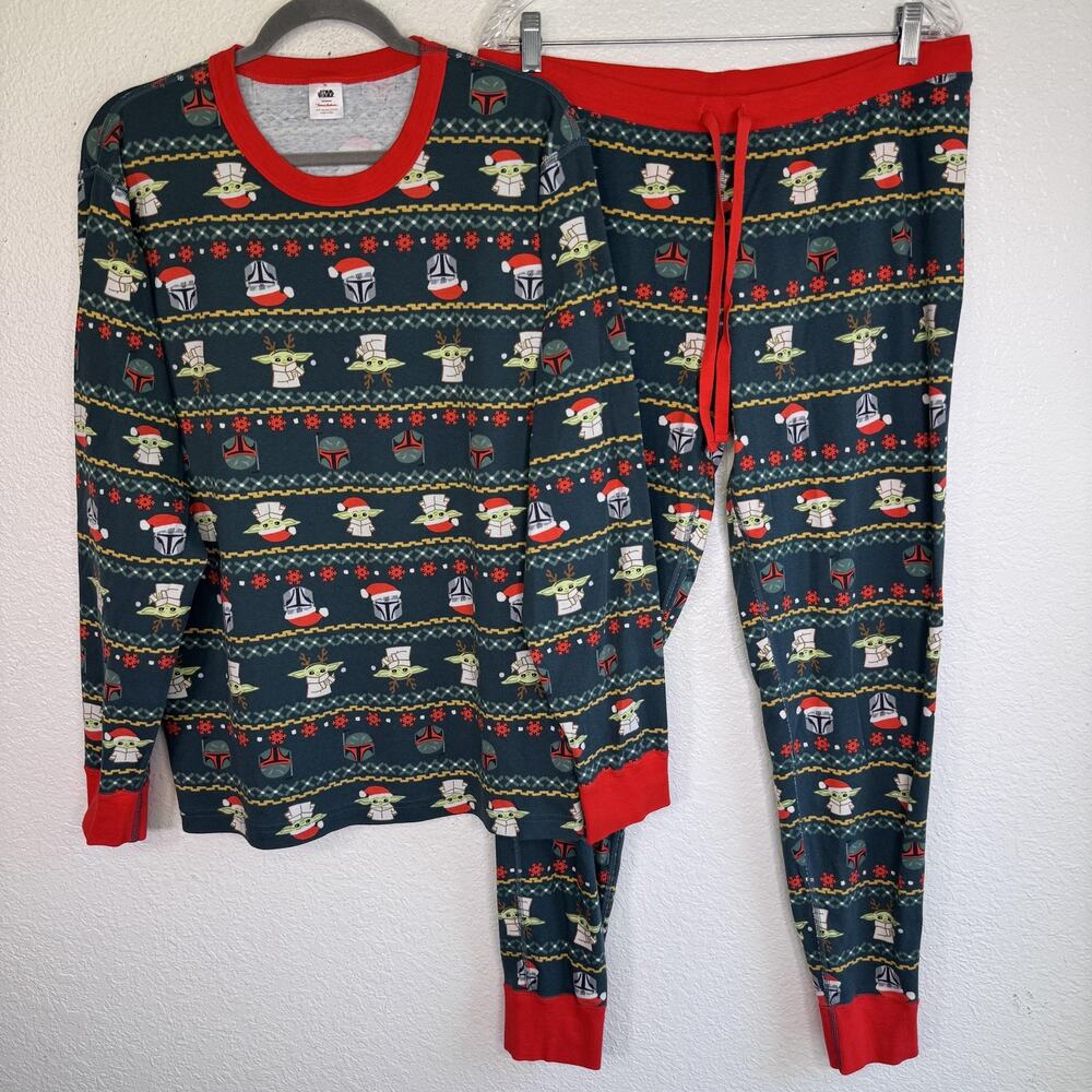 Hanna Andersson Pajama Set Adult XL Star Wars Grogu Boba Fett Christmas 2 Piece